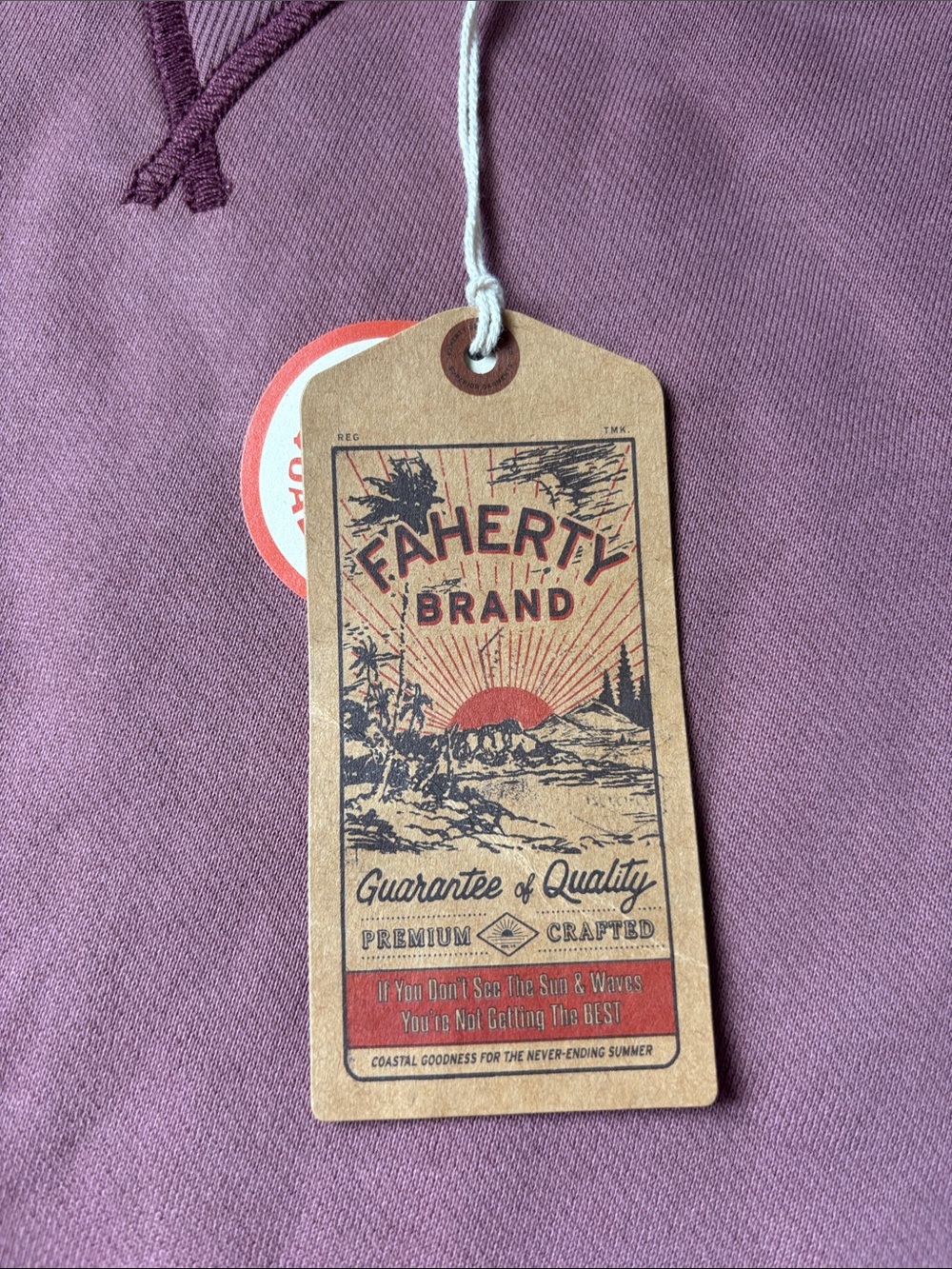 Faherty Men's Dusty Mauve Crewneck Sweatshirt, new with tags - Picture 4 of 7